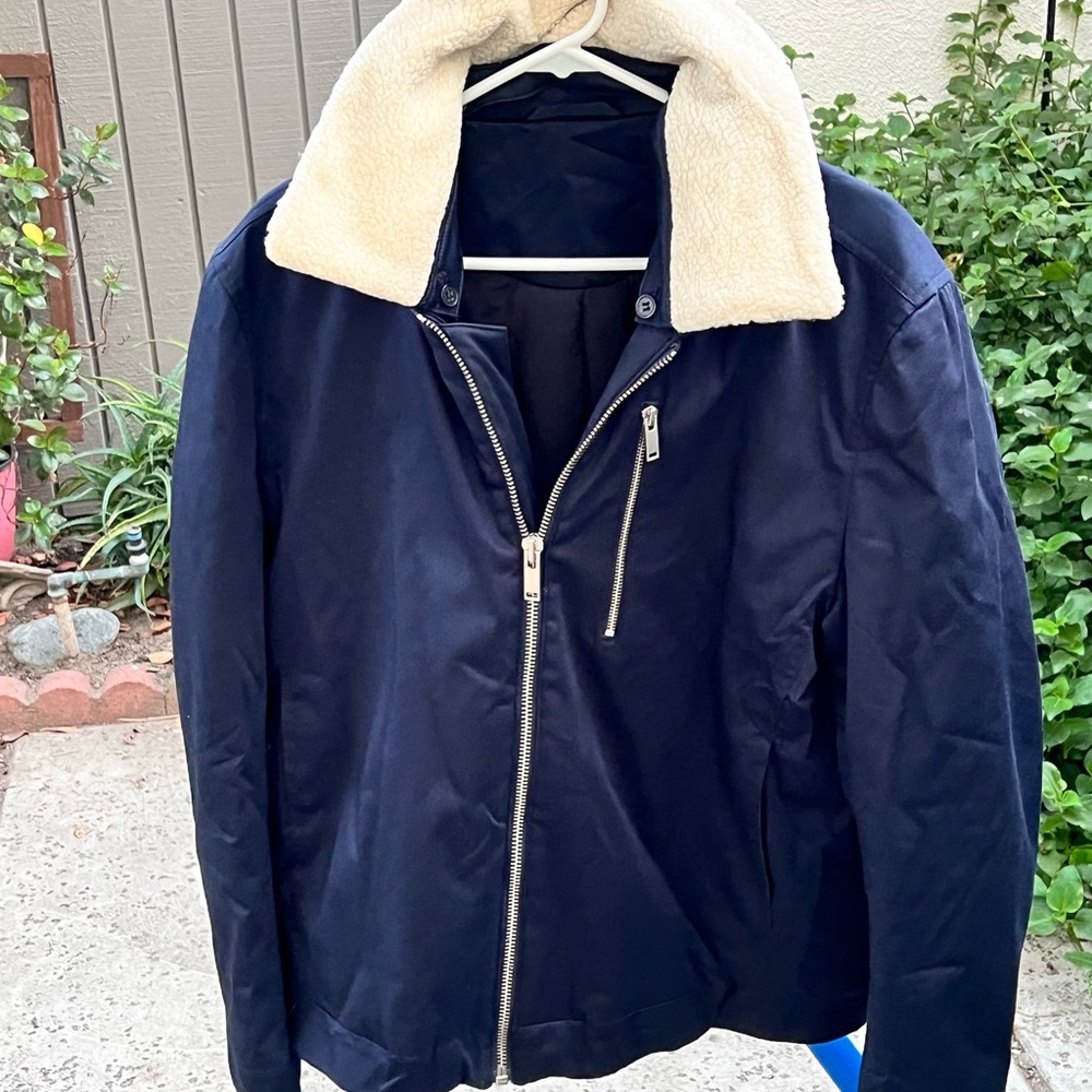 Cos Navy Jacket With Shearling Collar - image 2